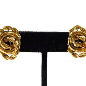 Triple Knotted Braided Rope Gold Tone Clip on Earrings Womens Fashion Jewelry